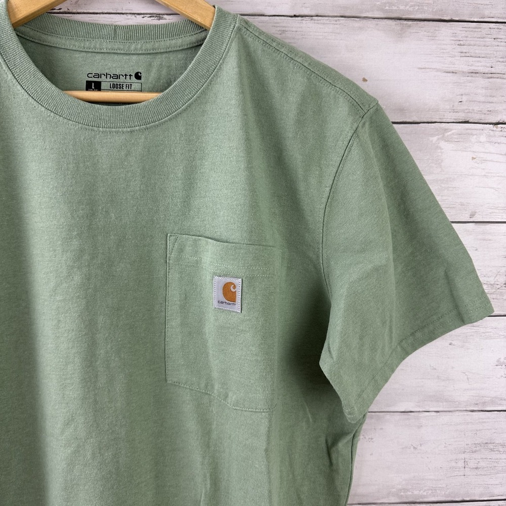 Carhartt T-Shirt Womens Large short sleeve Work‎ casual Loose fit Green K87-W - Picture 2 of 10